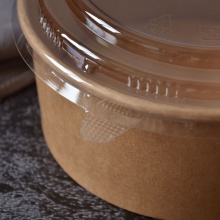 沙律牛皮紙餐盒外賣包裝一次性圓形打包卡帶蓋