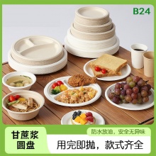 壹次性環保可降解甘蔗漿紙盤